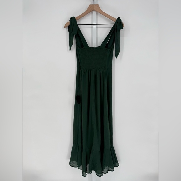 Lulus Summer Invite Emerald Green Tie-Strap Tiered Midi Dress Size XS - Picture 10 of 10